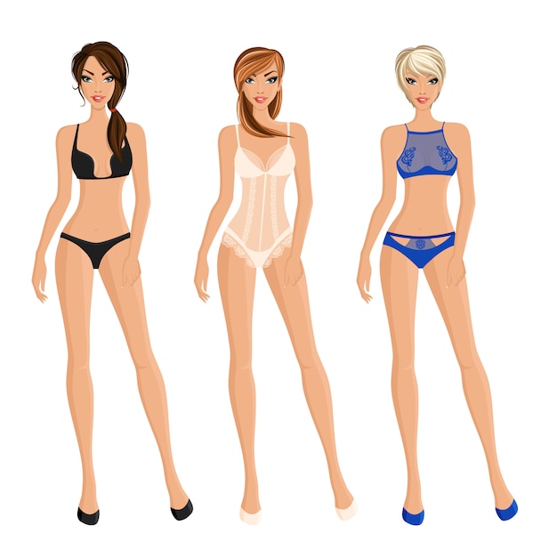 Free Vector set of women underwear  