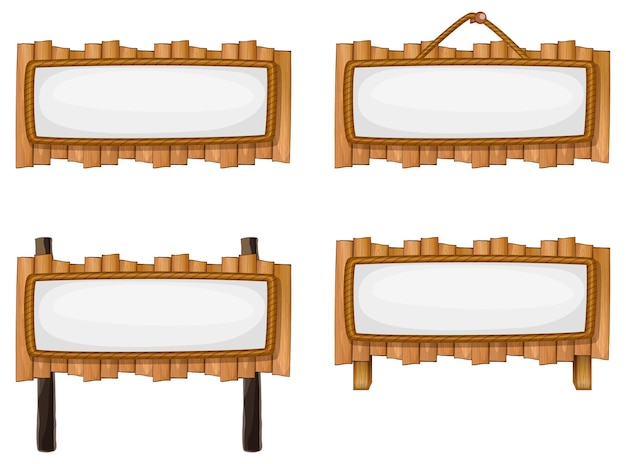 Free Vector set of wooden sign banner