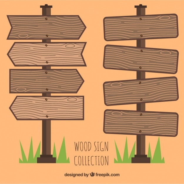 Free Vector set of wooden signs