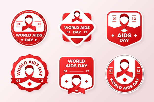 Set of world aids day labels