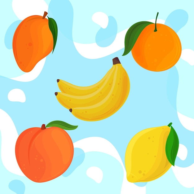 Free vector set of yellow fruits include banana