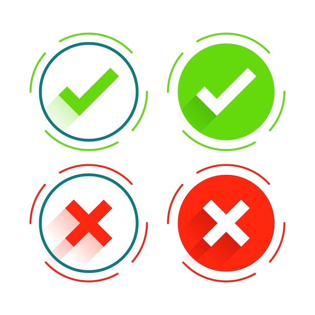 Free Vector set of yes and no check mark sign design