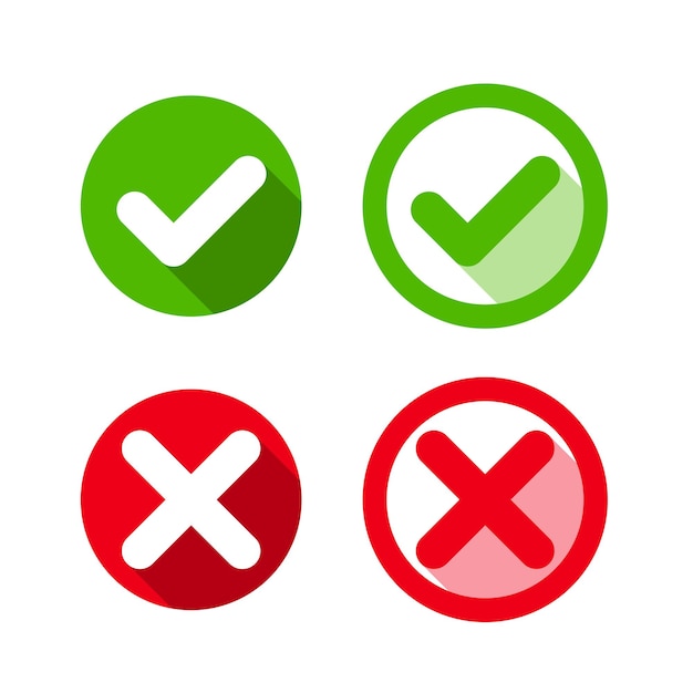 Free vector set of yes and no tick icon design