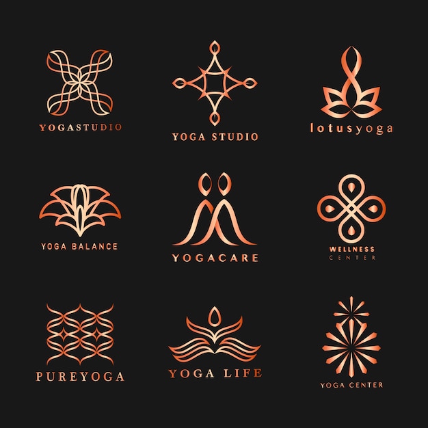 Free Vector set of yoga logo vector