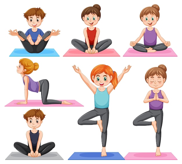 Free vector set of yoga postures