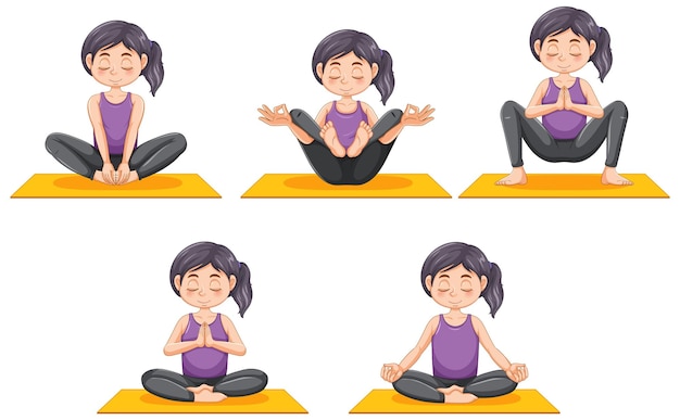 Free vector set of yoga postures