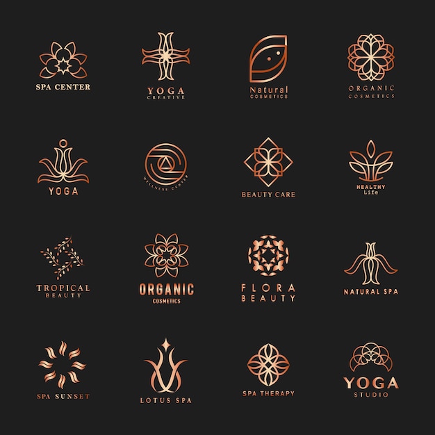 Free Vector set of yoga and spa logo vector