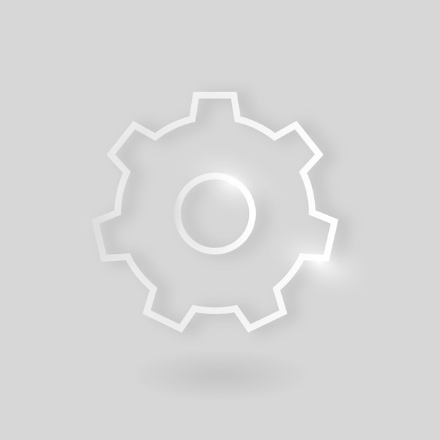 Free Vector setting gear vector technology icon in silver on gray background