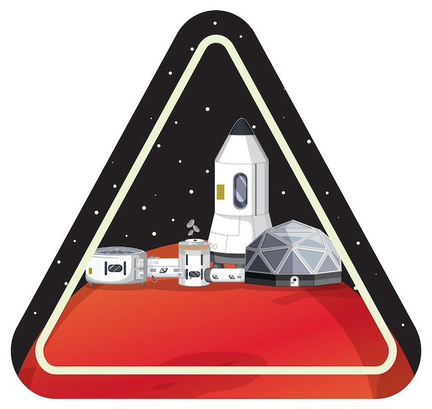 Settlement in the space badge on white background