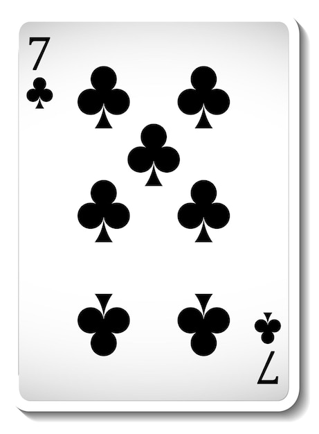 Free Vector seven of clubs playing card isolated