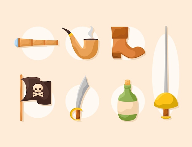 Seven pirate items