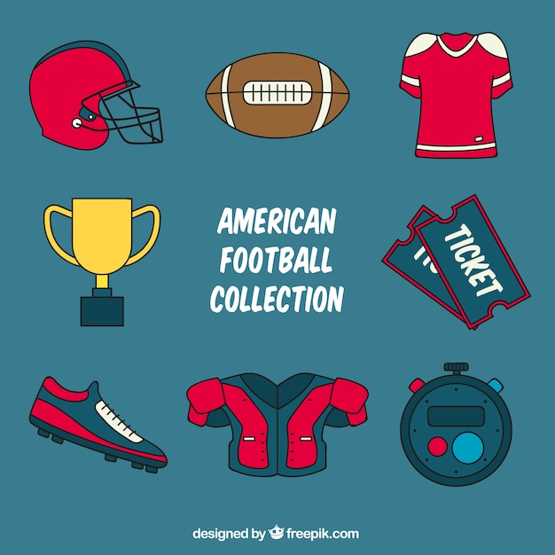 Free Vector several american football items in flat design