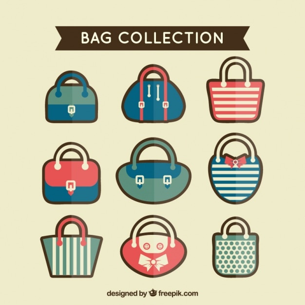 Free Vector several beautiful bags in flat style