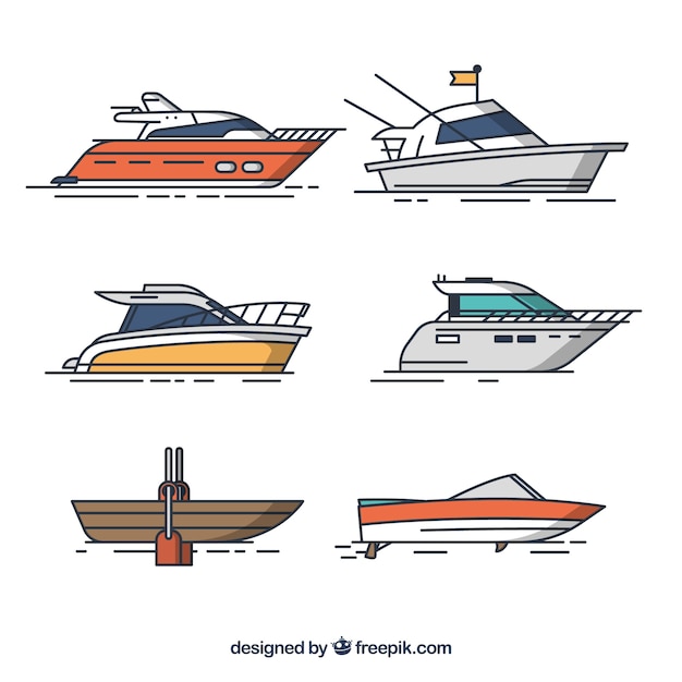 Free Vector several boats in flat design