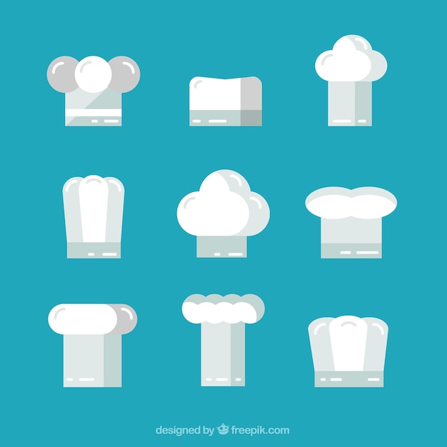 Several chef hats in flat design