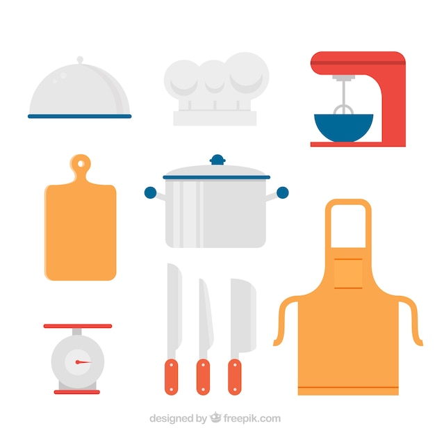 Free Vector several colored chef objects in flat design