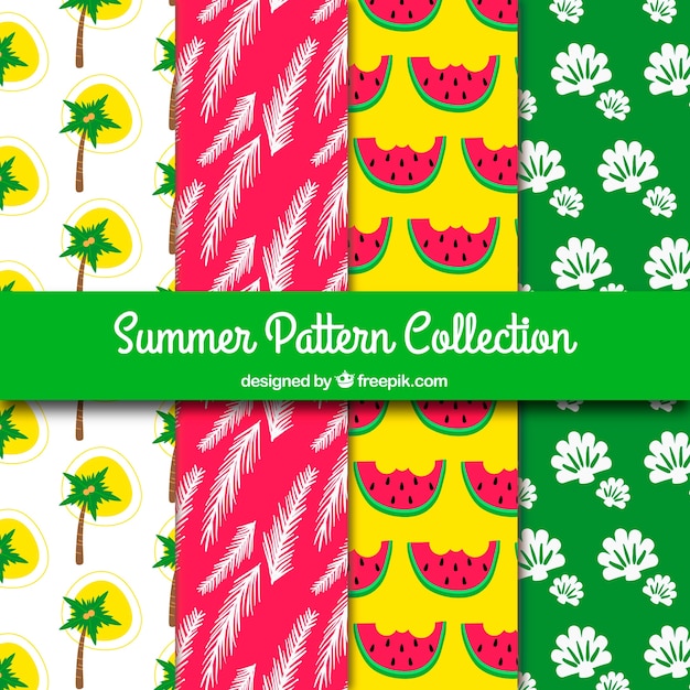 Free vector several colored summer patterns