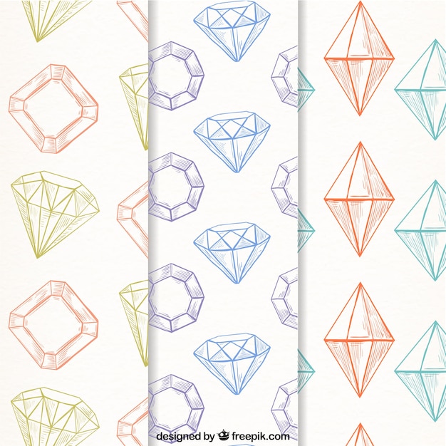 Free Vector several diamond patterns in vintage style