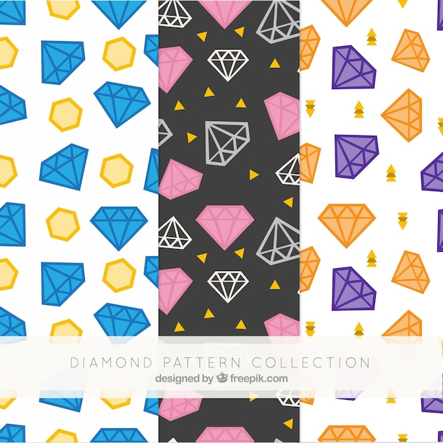 Free Vector several flat patterns with colored diamonds