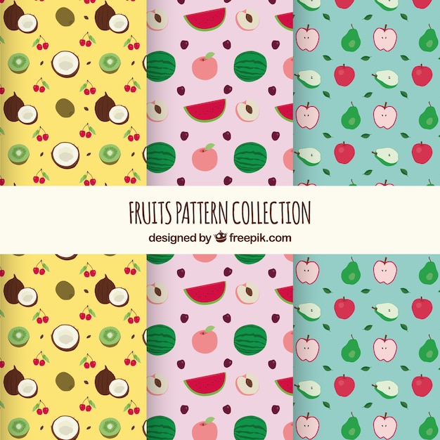 Free Vector several fruit patterns in flat design