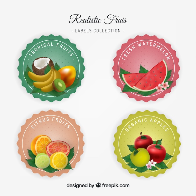 Several fruit stickers in realistic design