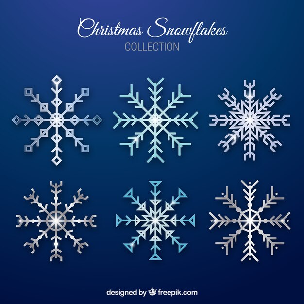  several geometric shapes snowflakes