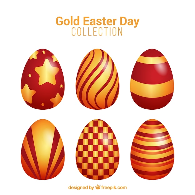 Several golden easter eggs