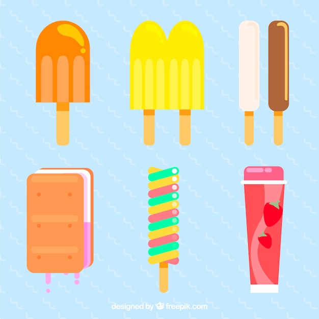 Free Vector several ice creams with delicious tastes