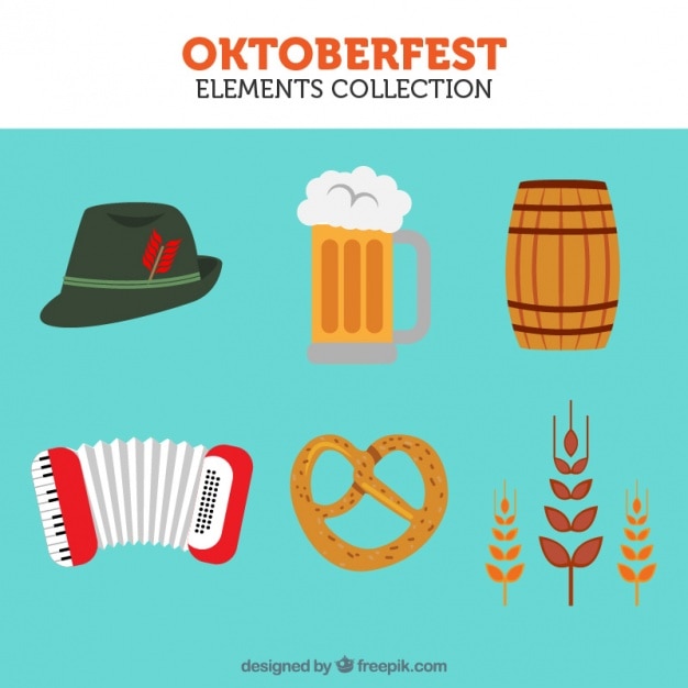 Free Vector several iconic elements of oktoberfest