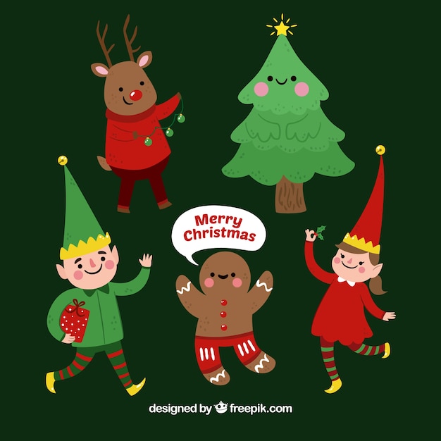 Free Vector several nice christmas characters