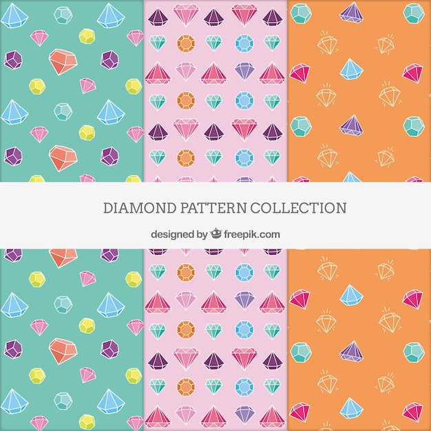 Several patterns with colored diamonds