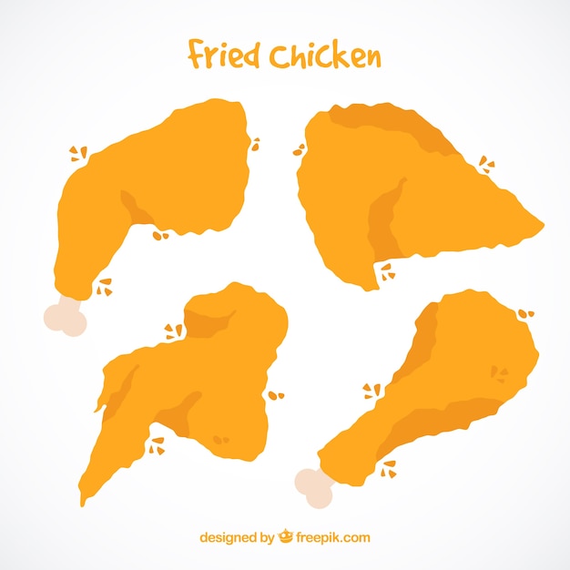 Free vector several pieces of tasty fried chicken