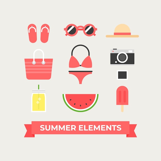 Free Vector several summer elements in flat design