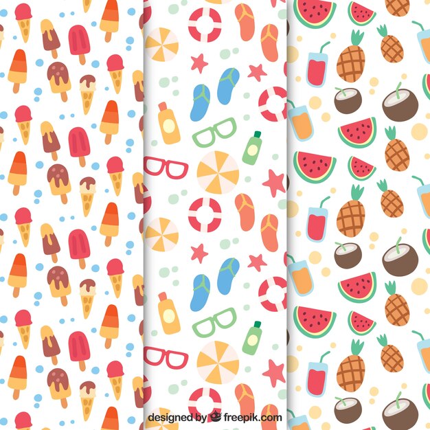 Several summer patterns with flat elements