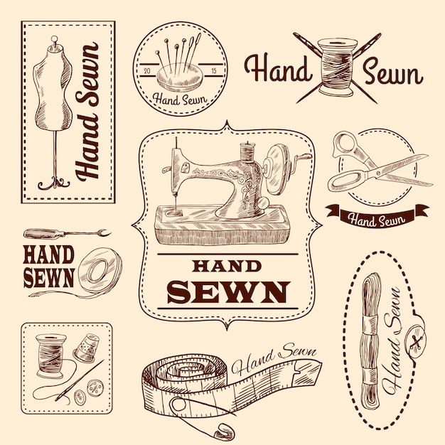 Free Vector sewing emblems set