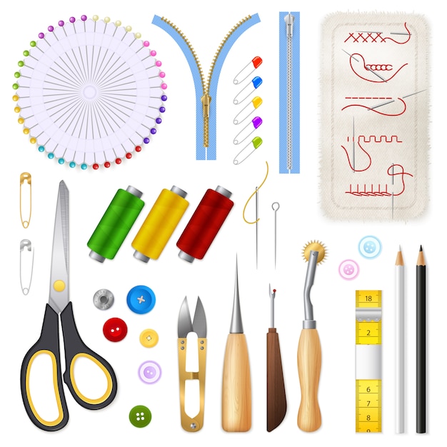 Free Vector sewing isolated icons set