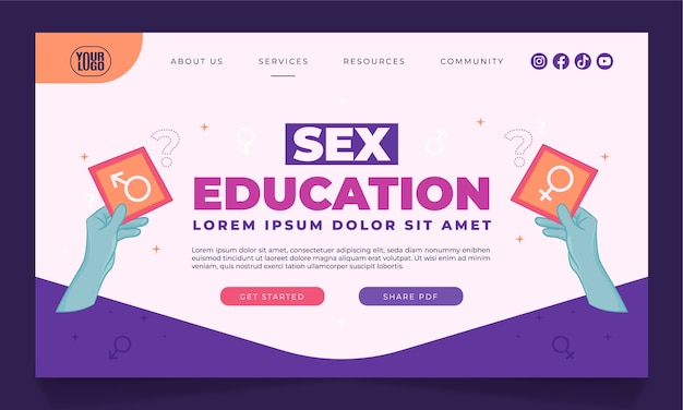 Free Vector sex education landing page