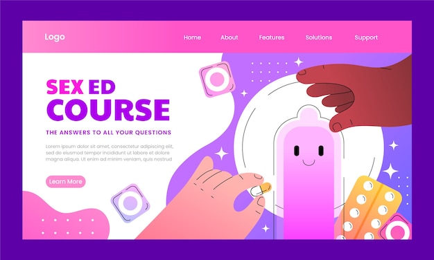 Free Vector sex education landing page