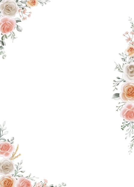 Free vector shades of peach soft orange and white roses flower frame background