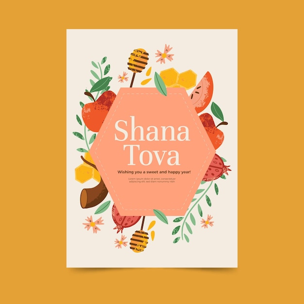 Free Vector shana tova greeting card template