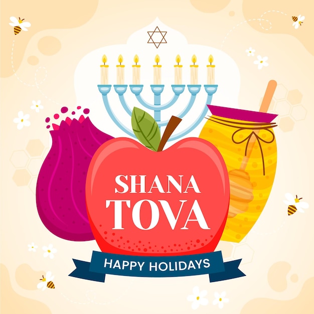 Free Vector shana tova hand-drawn theme