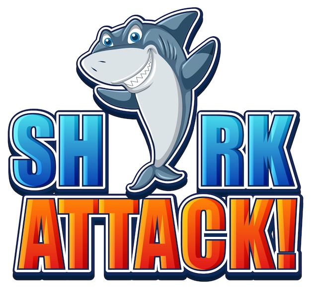 Free Vector shark attack icon with shark cartoon character