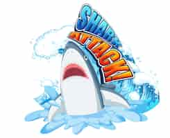 Free vector shark attack icon with shark cartoon character