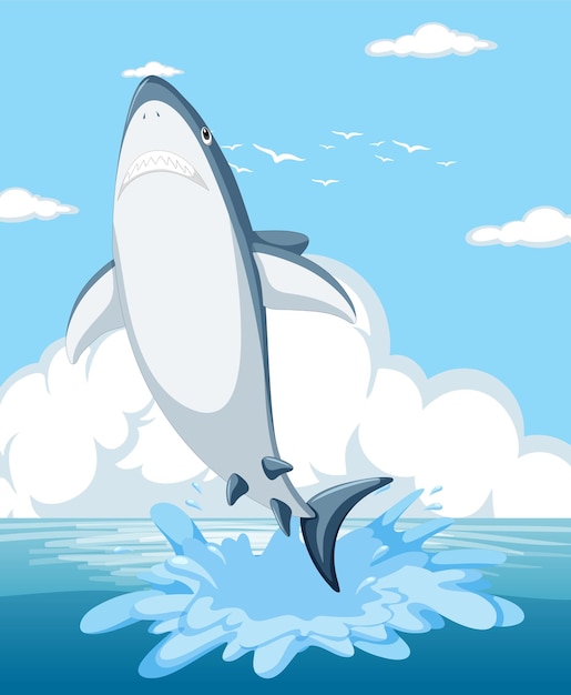 Free Vector shark leaping out of water