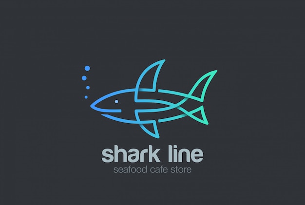 Free Vector shark logo linear style  icon.