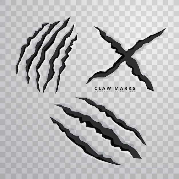 Free vector sharp claw marks on isolated background