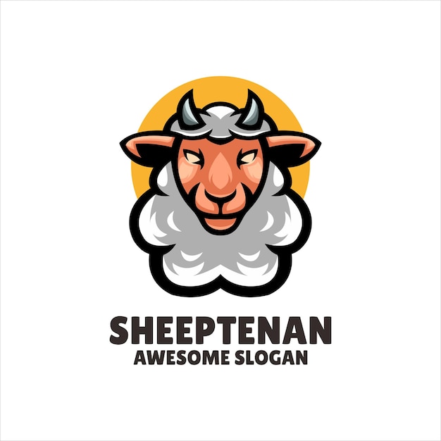 Free Vector sheep head mascot illustration logo design