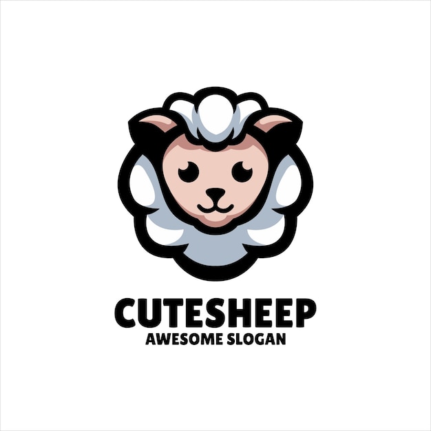 Free vector sheep mascot illustration logo design