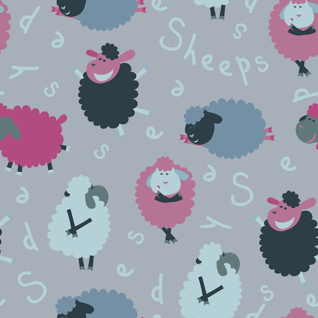 Sheeps seamless pattern