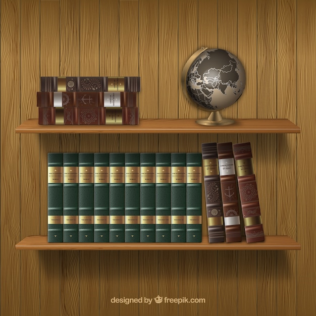 Free Vector shelves with antique books